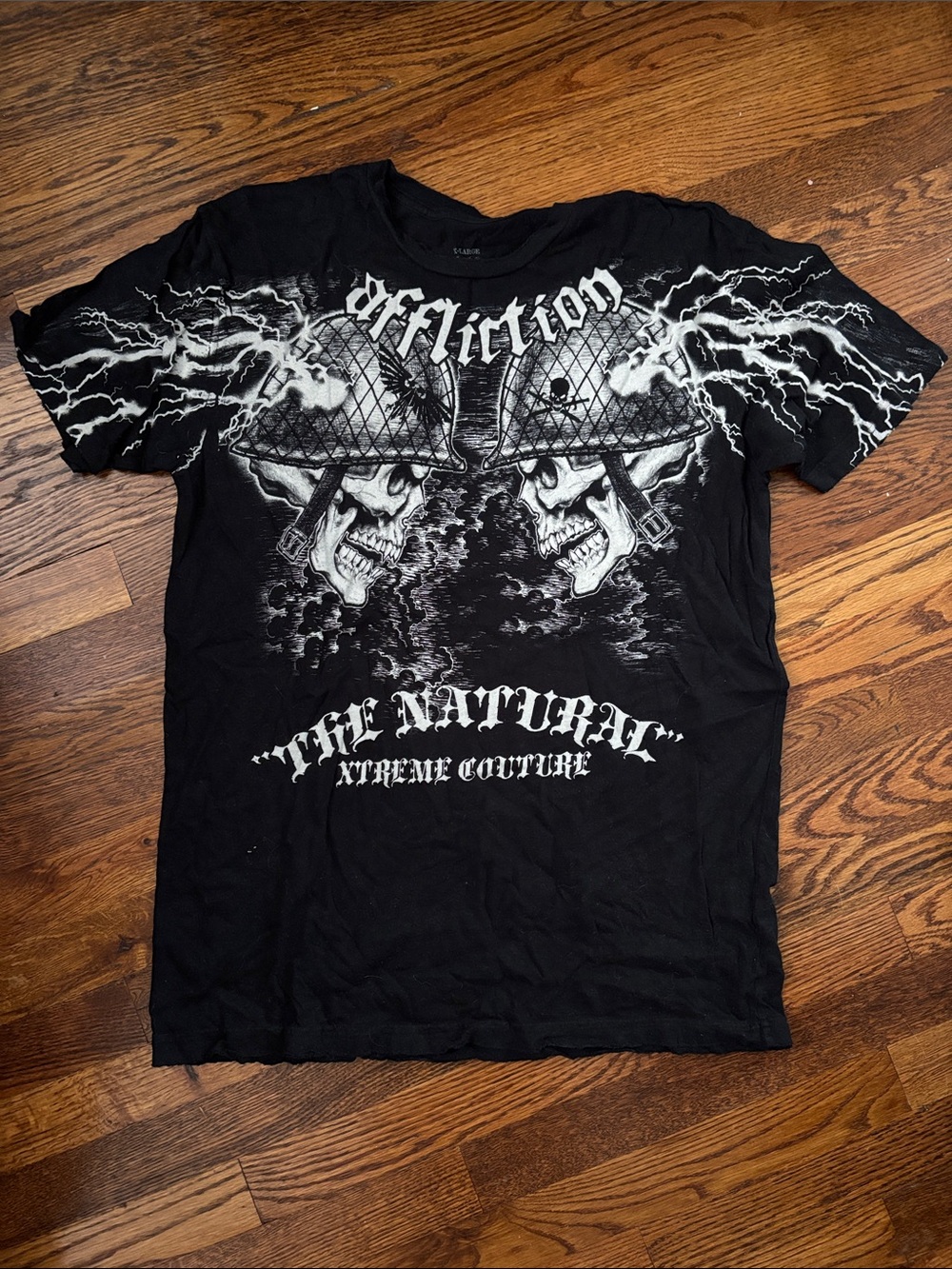 Affliction Black Short-Sleeve Skull Lightning Graphic Tee XL